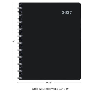 2027 Excello Brands 8.5" x 11" Weekly & Monthly Planner, Paperboard Cover, Black (ORY27-EXE811-BK)