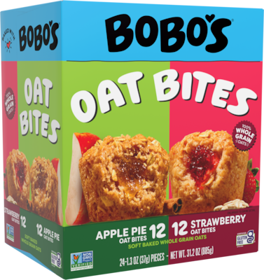 Bobos StuffD Gluten-Free Oat Bites, Apple Pie/Strawberry, 1.3 Oz., 24/Carton (510)