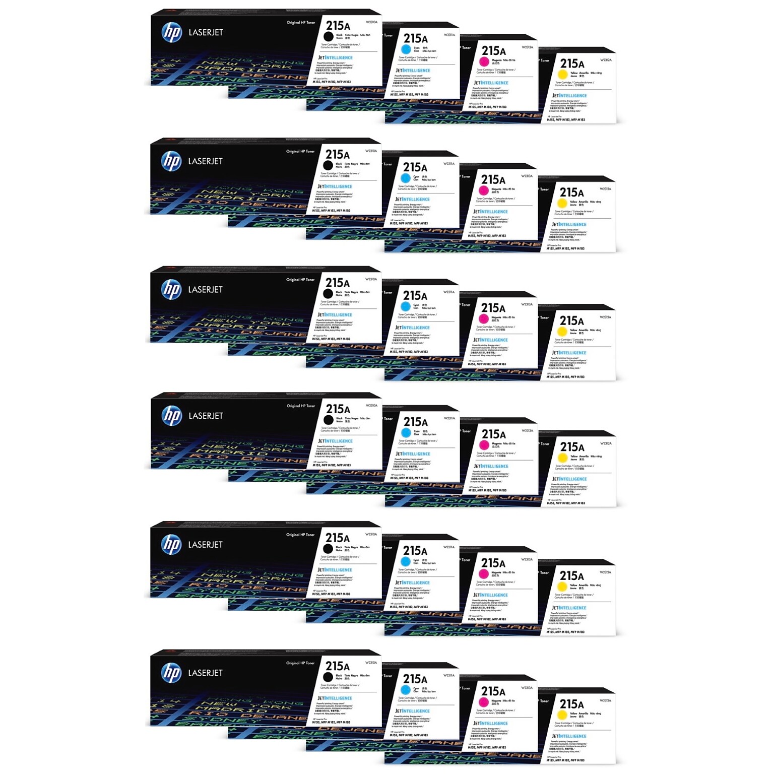 HP 215A Black/Cyan/Magenta/Yellow Standard Yield Toner Cartridge Set, 6/Pack (HP215A6SETS-STP)