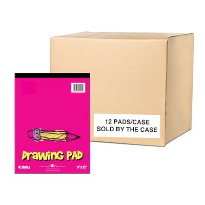 Roaring Spring Paper Products 9 x 12 Tape Bound Drawing Sketch Pad, 40 Sheets/Pad, 12/Pack (52505CS)