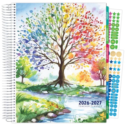 2026-2027 Excello Brands 8.5 x 11 Academic Weekly & Monthly Teacher Planner, Paperboard Cover, Tree Seasons (DTP-AY26-0020)