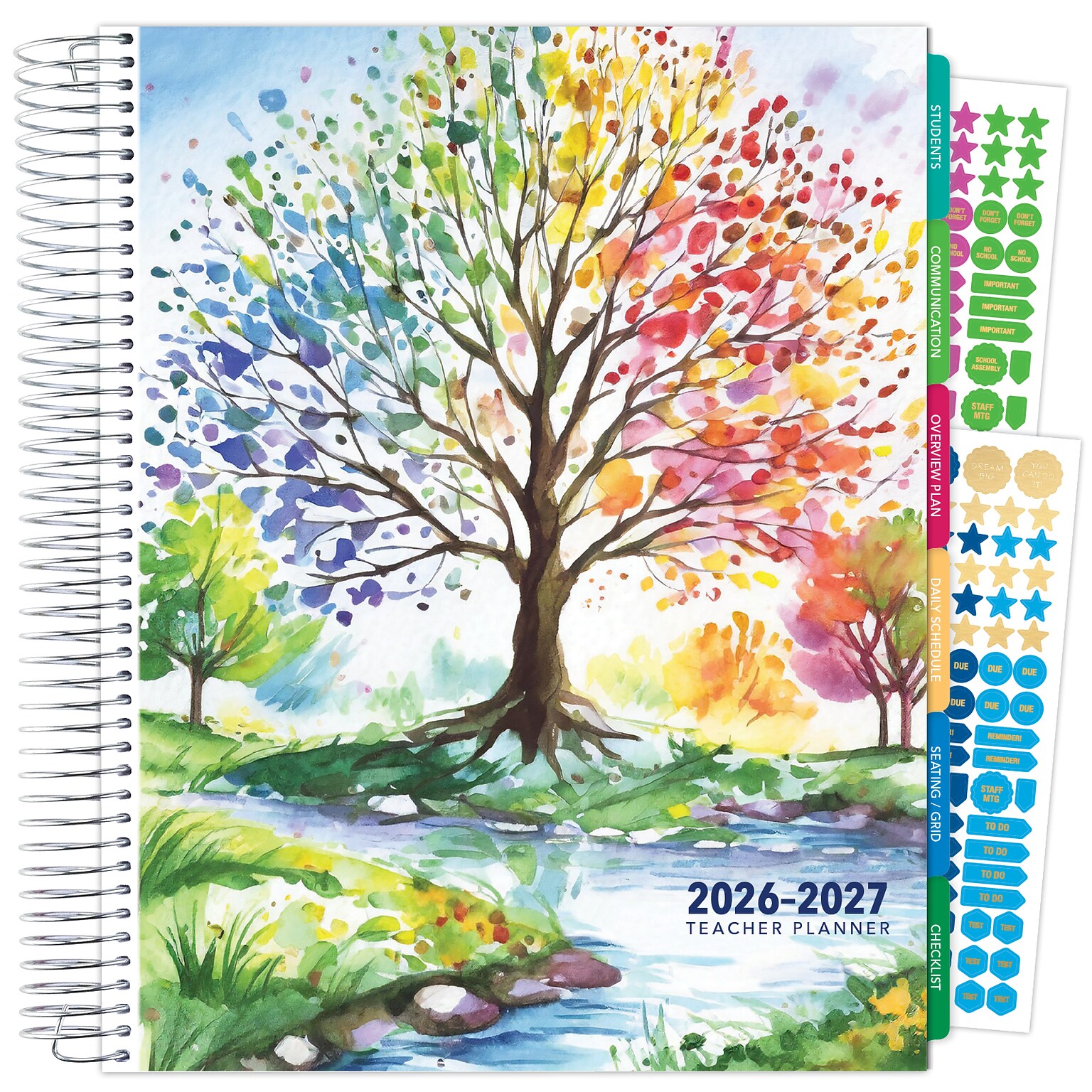 2026-2027 Excello Brands 8.5 x 11 Academic Weekly & Monthly Teacher Planner, Paperboard Cover, Tree Seasons (DTP-AY26-0020)