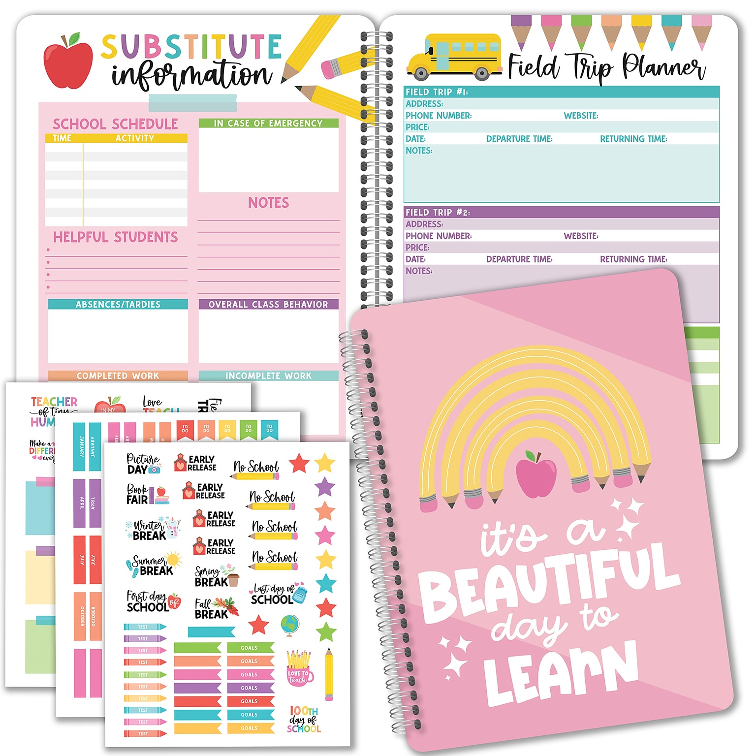 Hadley Designs Undated Pink Teacher Planner and Lesson Plan Book, 8 x 10 (HDDX004557P9V)