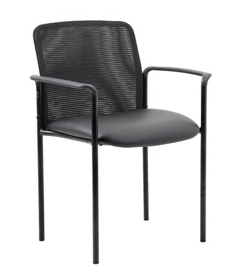 Boss Office Products 42 Round Mahogony Laminate Table Set w/ 4 Black Mesh Chairs (GROUP127M-C)
