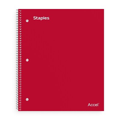 TRU RED™ Premium 5-Subject Notebook, 8.5 x 11, College Ruled, 200 Sheets, Red (TR58319)