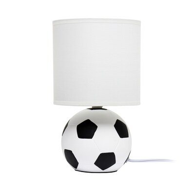 Simple Designs SportsLite Mini Soccer 10.7" LED Table Lamp, White/Black (LT2121-SCR)