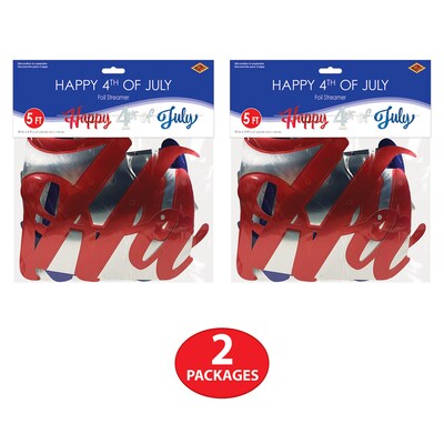 Beistle Happy 4th Of July Foil Streamer, 2/Pack (56430)