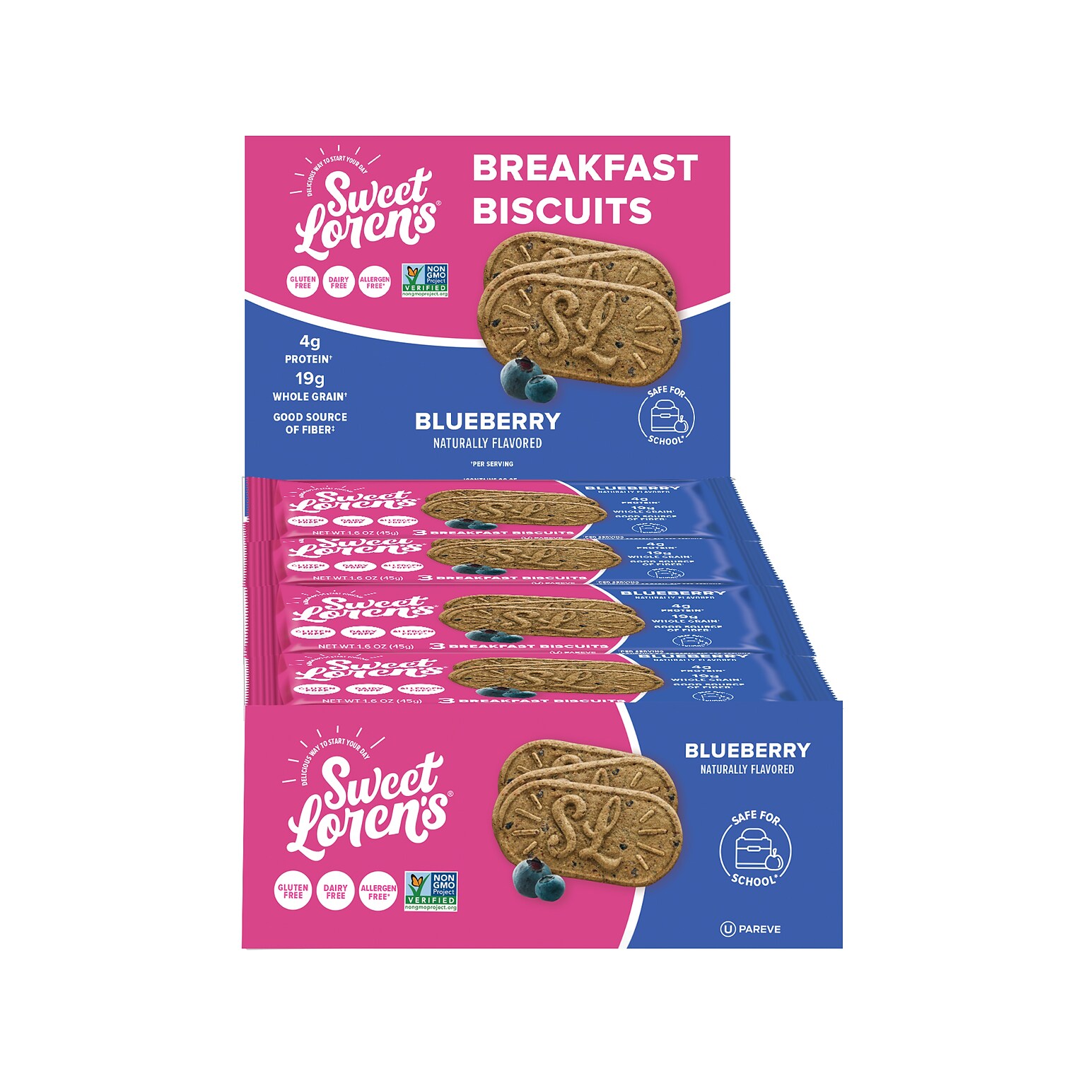 Sweet Lorens Gluten Free Blueberry Breakfast Biscuits, 1.6 oz., 8 Packs/Box (27225)