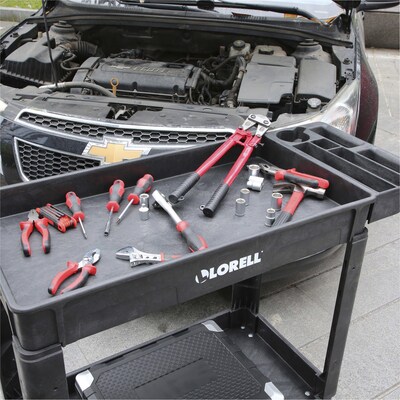 Lorell 2-Shelf Utility Cart, Black (LLR03611)