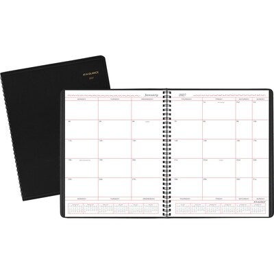 2027 AT-A-GLANCE 8 x 10 Calendar Year/Monthly Planner, Faux Leather Cover Black (70-130-05-27)
