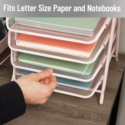 Mind Reader Metal Mesh Front Loading Letter Tray, Letter/Legal Size, Pink (4TPAPER-PNK)