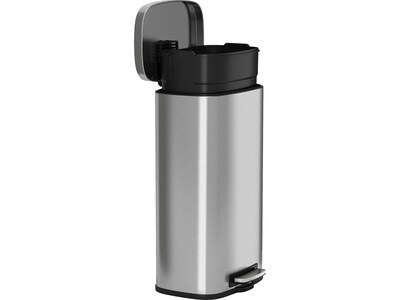 HLS Commercial Stainless Steel Trash Can with Hinged Lid, 8-Gallon, Silver (HLSS08RFR)