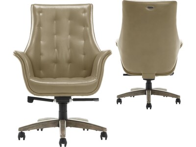 Thomasville Furniture Brooks Ergonomic Bonded Leather Swivel Executive Chair, Taupe (51493-TP)