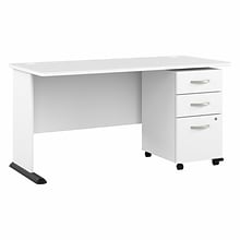 Bush Business Furniture Studio A 60W Computer Desk with 3 Drawer Mobile File Cabinet, White (STA002