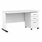 Bush Business Furniture Studio A 60"W Computer Desk with 3 Drawer Mobile File Cabinet, White (STA002WHSU)