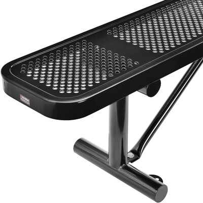Global Industrial 6' Outdoor Steel Flat Bench, Perforated Metal, Black (262075BK)