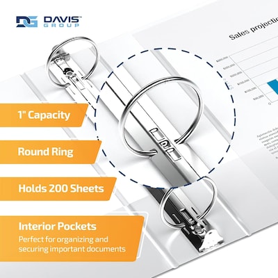 Davis Group QuickFit 1 3-Ring Standard Binders, White, 6/Pack (88010-06)