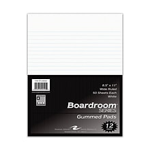 Roaring Spring Paper Products Boardroom Notepad, 8.5 x 11, Wide-Ruled, White, 50 Sheets/Pad, 12 Pa