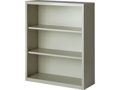 Hirsh HL8000 Series 42"H 3-Shelf Bookcase with Adjustable Shelves, Light Gray Steel (21991)