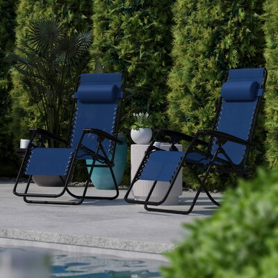 Flash Furniture Celestial Folding Reclining Lounge Chair, Navy, 2 Pack (2GM103122SSNV)