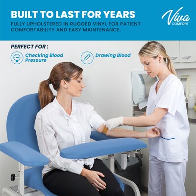 Viva Comfort Adjustable Antimicrobial Bariatric Phlebotomy Blood Drawing Chair, 400 lbs. Capacity, B