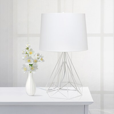 Lalia Home Geometric Wired Table Lamp, Fabric Shade, White Matte (LHT-5024-WH)