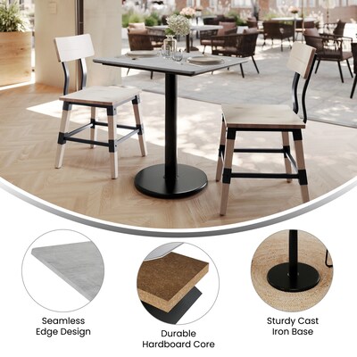 Flash Furniture Acadia Wooden Dining Table, 23.75"D x 29.75"W, Gray Faux Concrete/Black Base (ST2430CGTR18)
