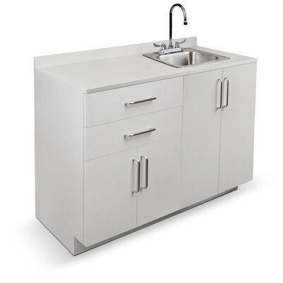 Viva Comfort 36.32"H x 48"W Exam Room Medical Cabinet With Sink, 4-Doors, 2-Drawers, Gray (ADI902-B-48-R-GRY)