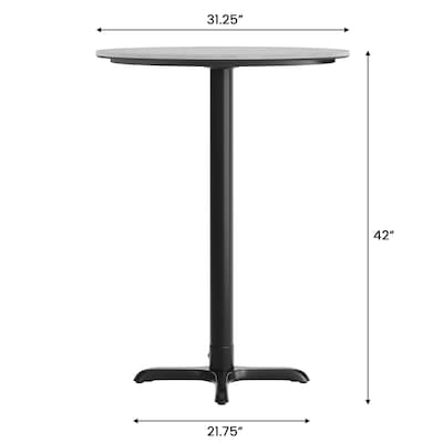 Flash Furniture Acadia 31.25" Round Wooden Dining Table with X-Base, Gray Faux Concrete/Black Base (STRD31CGT2222B)