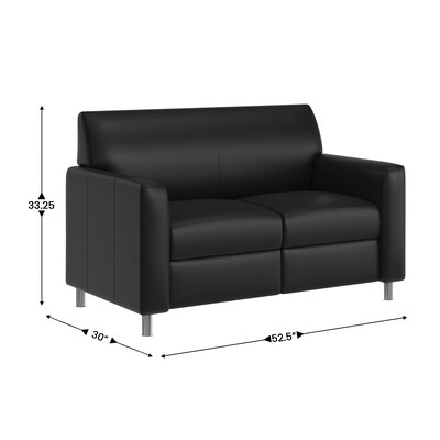 Flash Furniture Agent LeatherSoft Reception Loveseat, Black/Chrome Legs (BT827U2BKCHR)