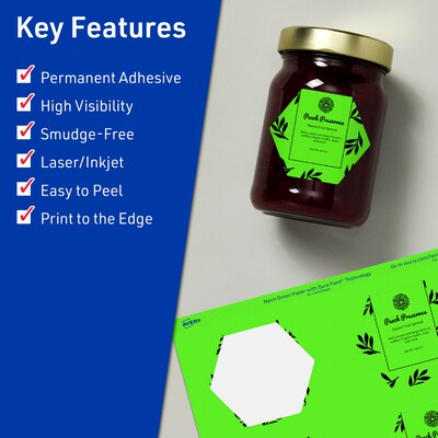 Avery Decorative Edge Multipurpose Labels, 2-1/2 x 2-57/64, Neon Green, 60/Pack (94121)