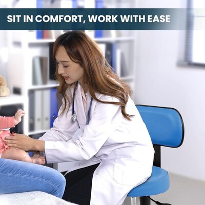 Viva Comfort Armless Vinyl Medical and Lab Stool with Lumbar Support, Blue (ADI910-03-BLU-MK)