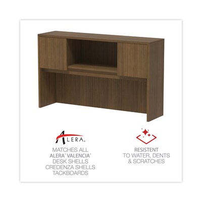 Alera Valencia Series Hutch with Doors, 4 Compartments, 58.88" x 15" x 35.38", Modern Walnut (ALEVA286015WA)