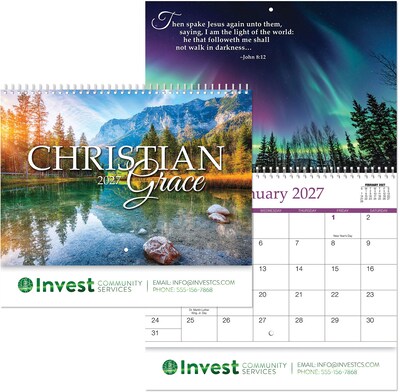 Luxe Christian Grace Spiral Wall Calendar