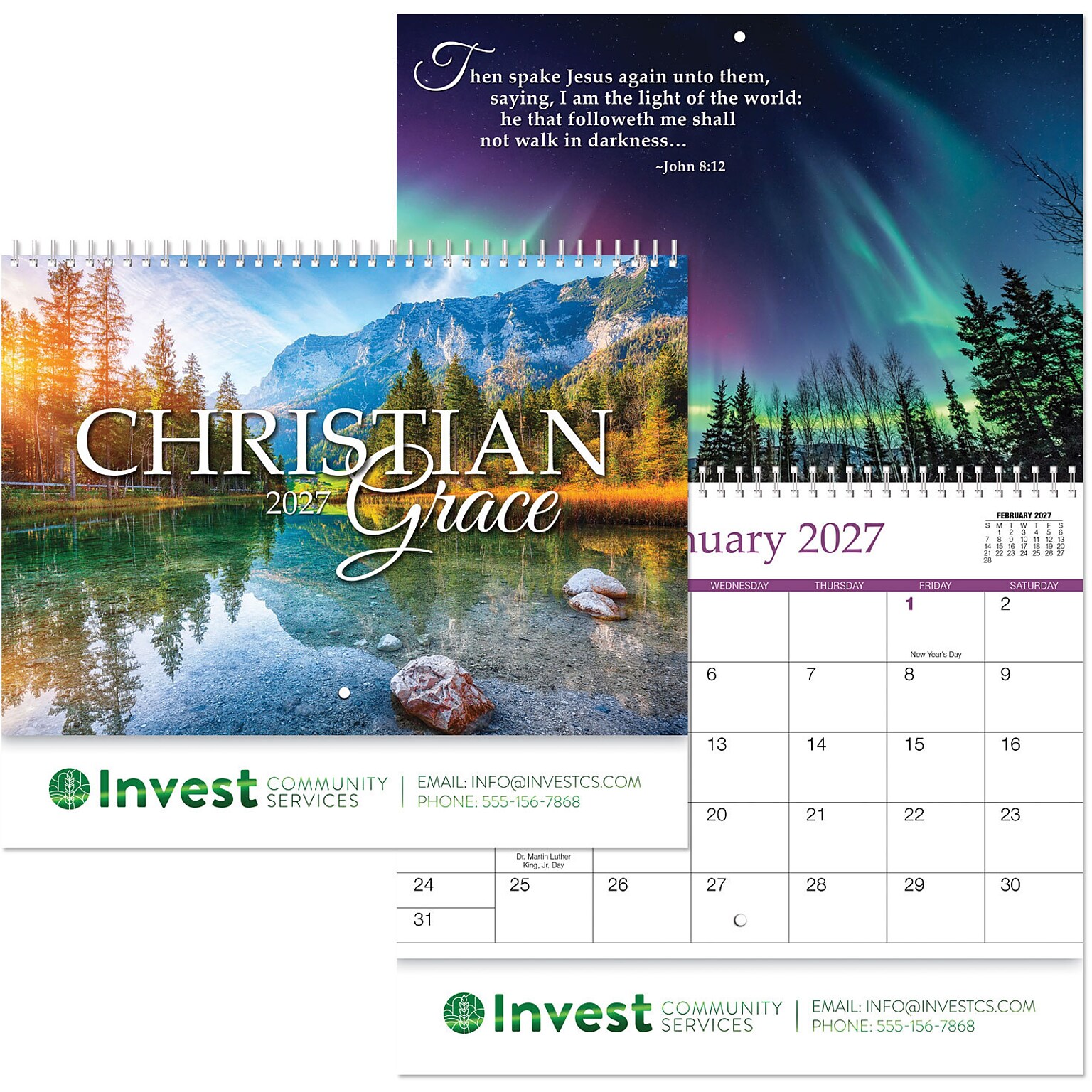Luxe Christian Grace Spiral Wall Calendar