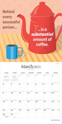 2025 Brush Dance But First Coffee 12" x 24" Monthly Square Wall Calendar, (9781975478544)