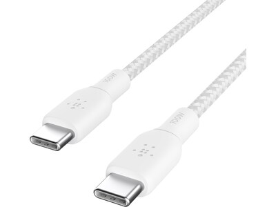 Belkin BoostCharge USB Type-C to USB Type-C Charging Cable, 6.6 ft., White, 2/Pack (CAB014bt2MWH2PK)