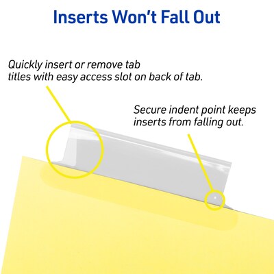 Avery Big Tab Insertable Paper Dividers, 5 Tabs, Buff with Clear Tabs, 24 Sets/Pack (11113)