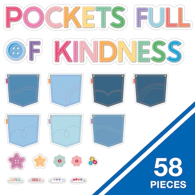 Carson Dellosa Crafty and Cool Pockets Full of Kindness Motivational Bulletin Board Set, 58 Pieces/Set (110600)
