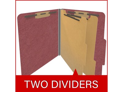 Medical Arts Press Pressboard Classification Folder, 2 Dividers, 2" Expansion, Letter Size, Dark Red, 10/Box