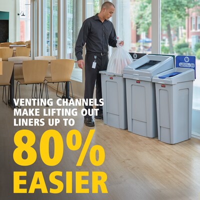 Rubbermaid Slim Jim Single-Stream Recycling Station, 23 Gallon, Gray/Black (2185053)