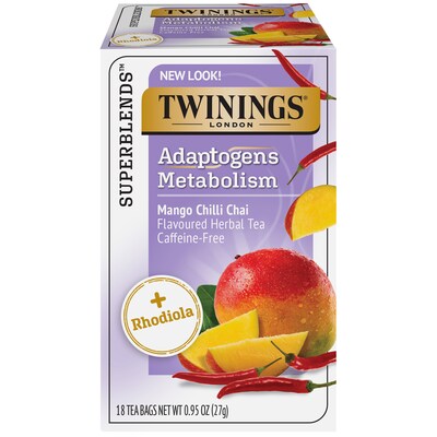 Twinings Boost Mango Chili Chai Herbal Tea Bags, 0.95 Oz., 18/Box (F16073)