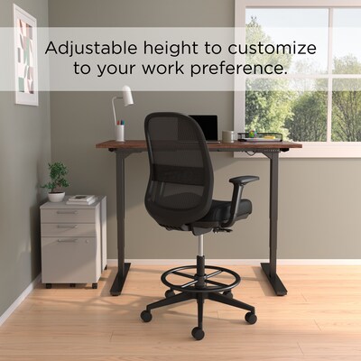 Workplace2.0™ Bedford Fabric Task Stool with Footrest and Lumbar Support, Black (UN60992)