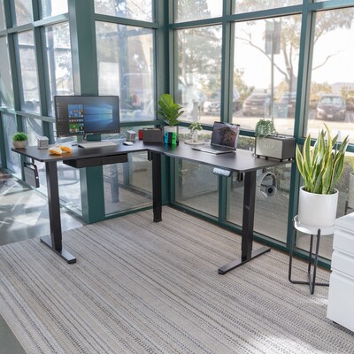 Mount-It! MI-15001 63W L-Shaped Adjustable Particle Board Standing Desk, Black (MI-15001)