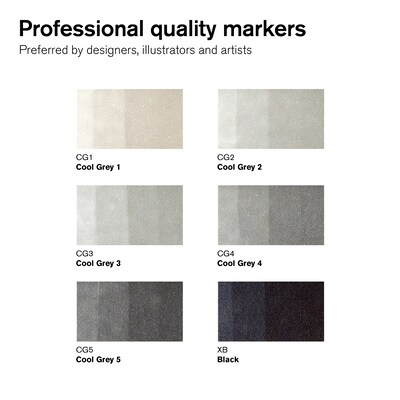 Winsor & Newton Promarker Dual-Tip Alcohol Based Marker, Neutral Tones, 6/Pack (WNX0290154)