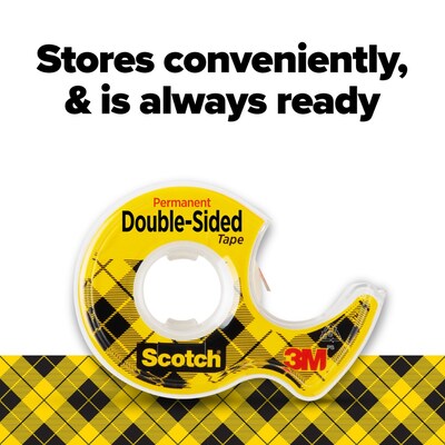 Scotch Permanent Double Sided Tape Refill, 0.5" x 6.94 yds., 1"Core, Clear (136)