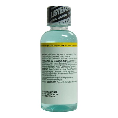 Listerine Cool Mint Zero Mouthwash, 3.2 oz Bottle, 8 Bottles/Bag, 12 Bags/Carton