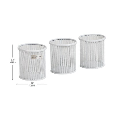 Mind Reader Metal Pen and Accessory Holder Desk Organizer, White, 3-Pieces (CLIPMESH3-WHT)