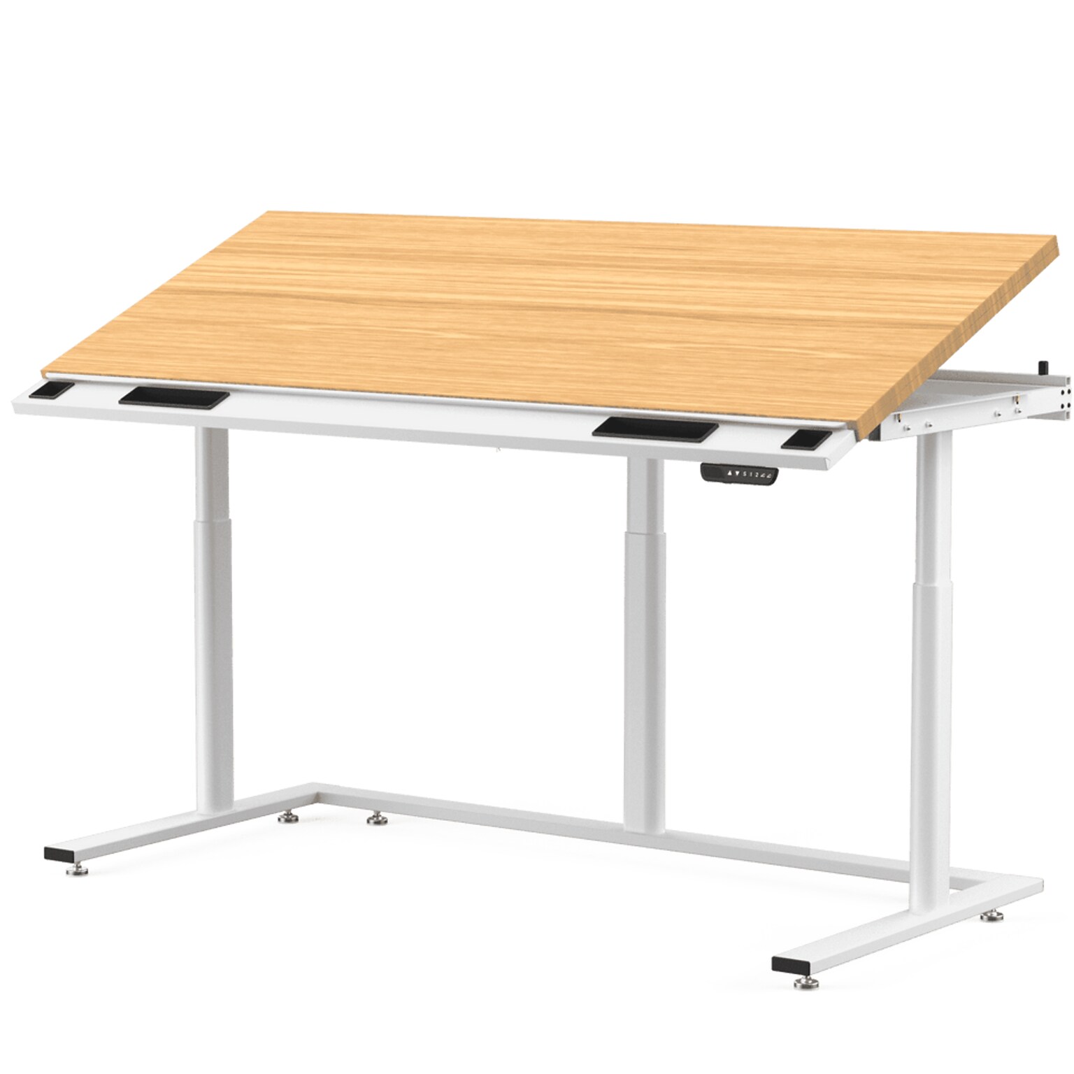 VersaDesk PowerLift Triad 72W Electric Adjustable Drafting Table, Bamboo/White (TRDT-7230-WNB)