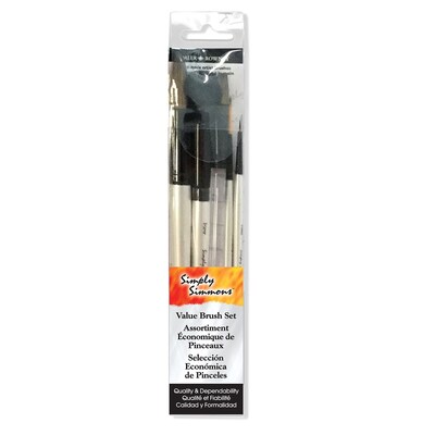 Daler-Rowney Simply Simmons Short Handle Watercolor Synthetic Brush Set, 5/Set, 2 Sets/Bundle (DRWD2